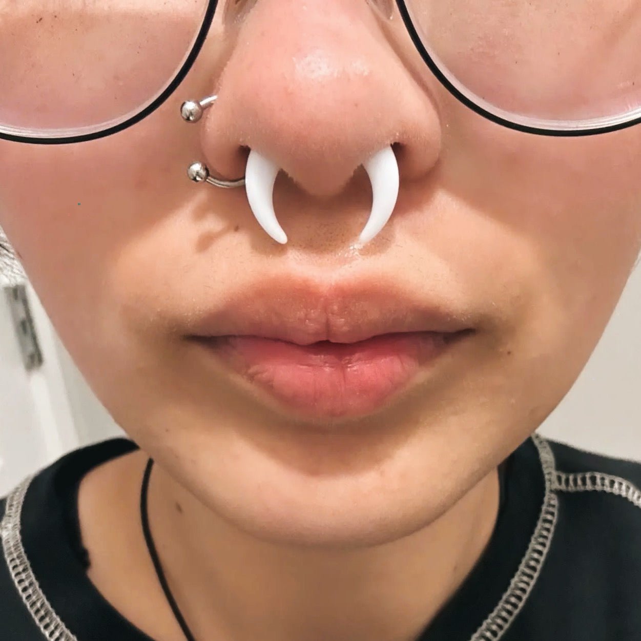 White Buffalo Horn Septum Pincher | Acrylic Crescent Tapers - DustyJewelz