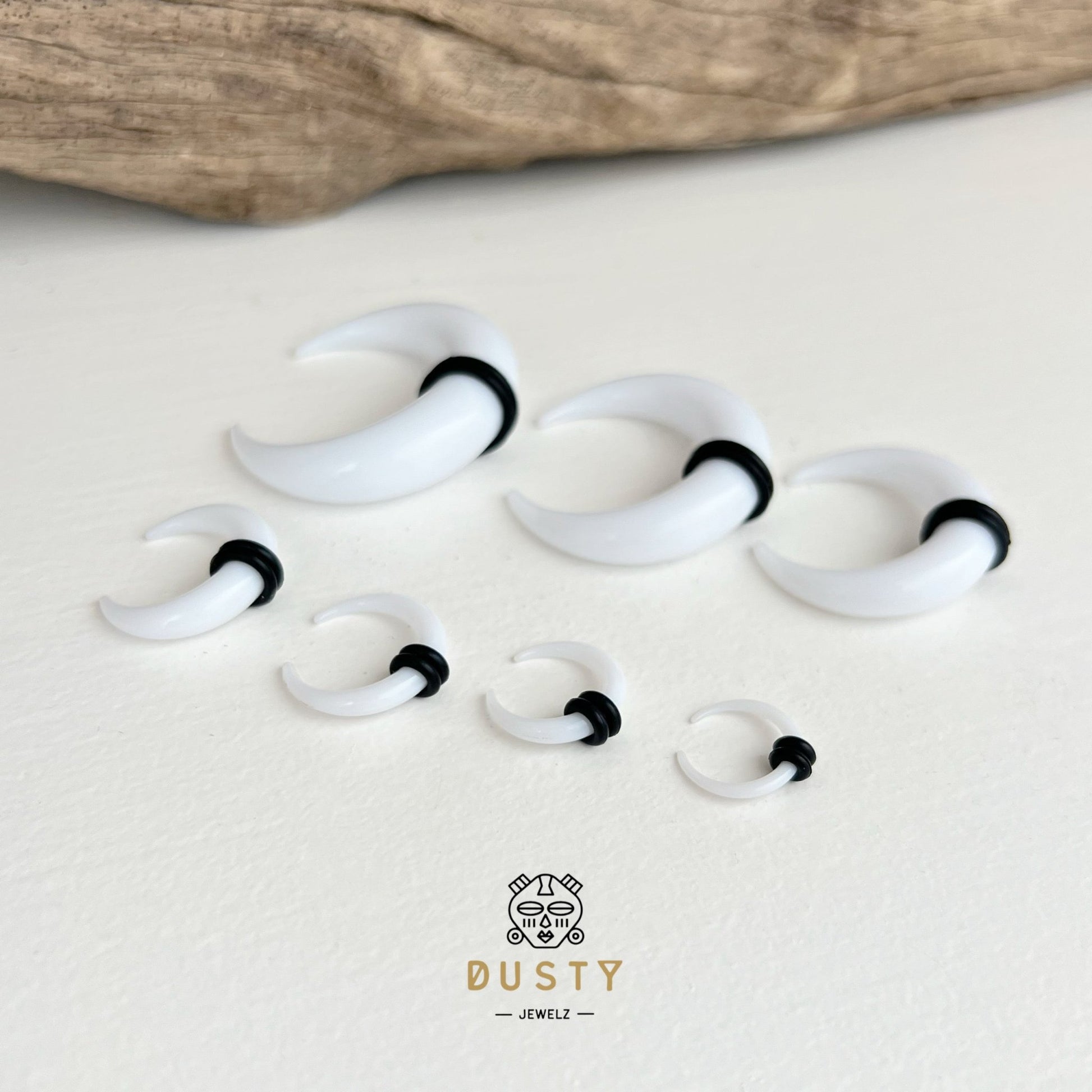 White Buffalo Horn Septum Pincher | Acrylic Crescent Tapers - DustyJewelz