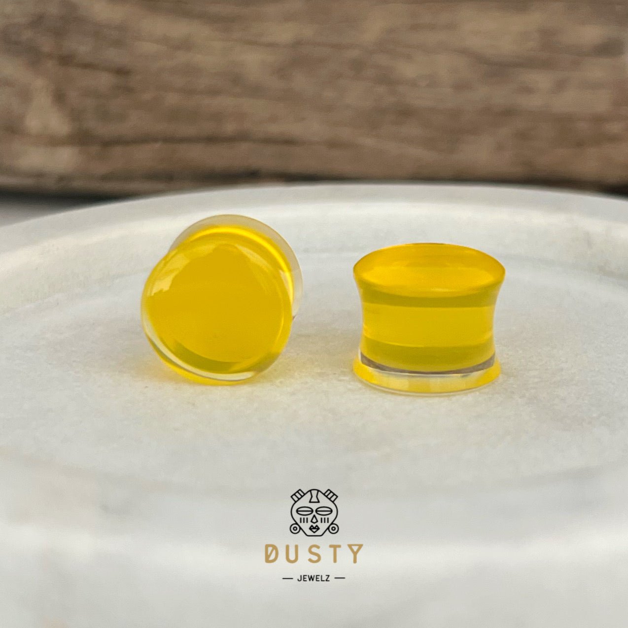 Yellow Acrylic Plugs | Double Flare | 0G - 30mm - DustyJewelz