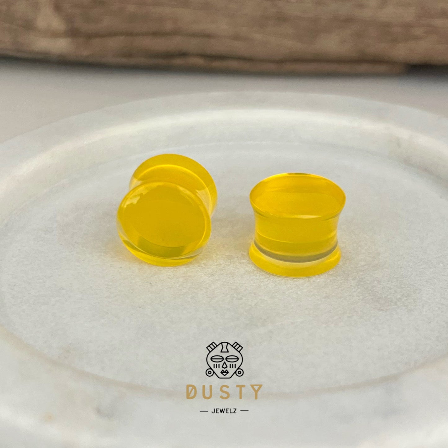 Yellow Acrylic Plugs | Double Flare | 0G - 30mm - DustyJewelz