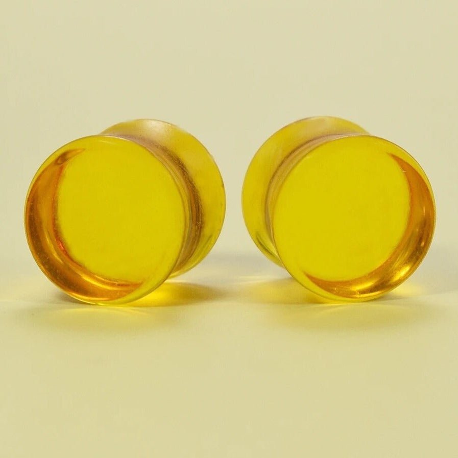 Yellow Acrylic Plugs | Double Flare | 0G - 30mm - DustyJewelz