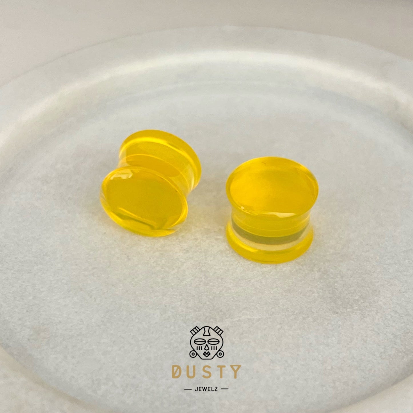Yellow Acrylic Plugs | Double Flare | 0G - 30mm - DustyJewelz