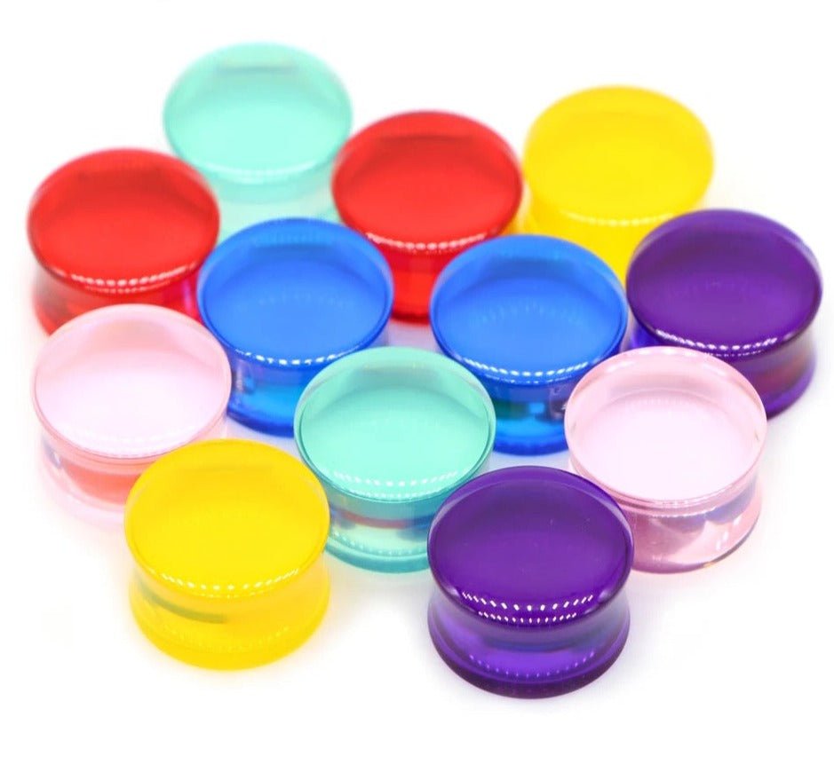 Yellow Acrylic Plugs | Double Flare | 0G - 30mm - DustyJewelz