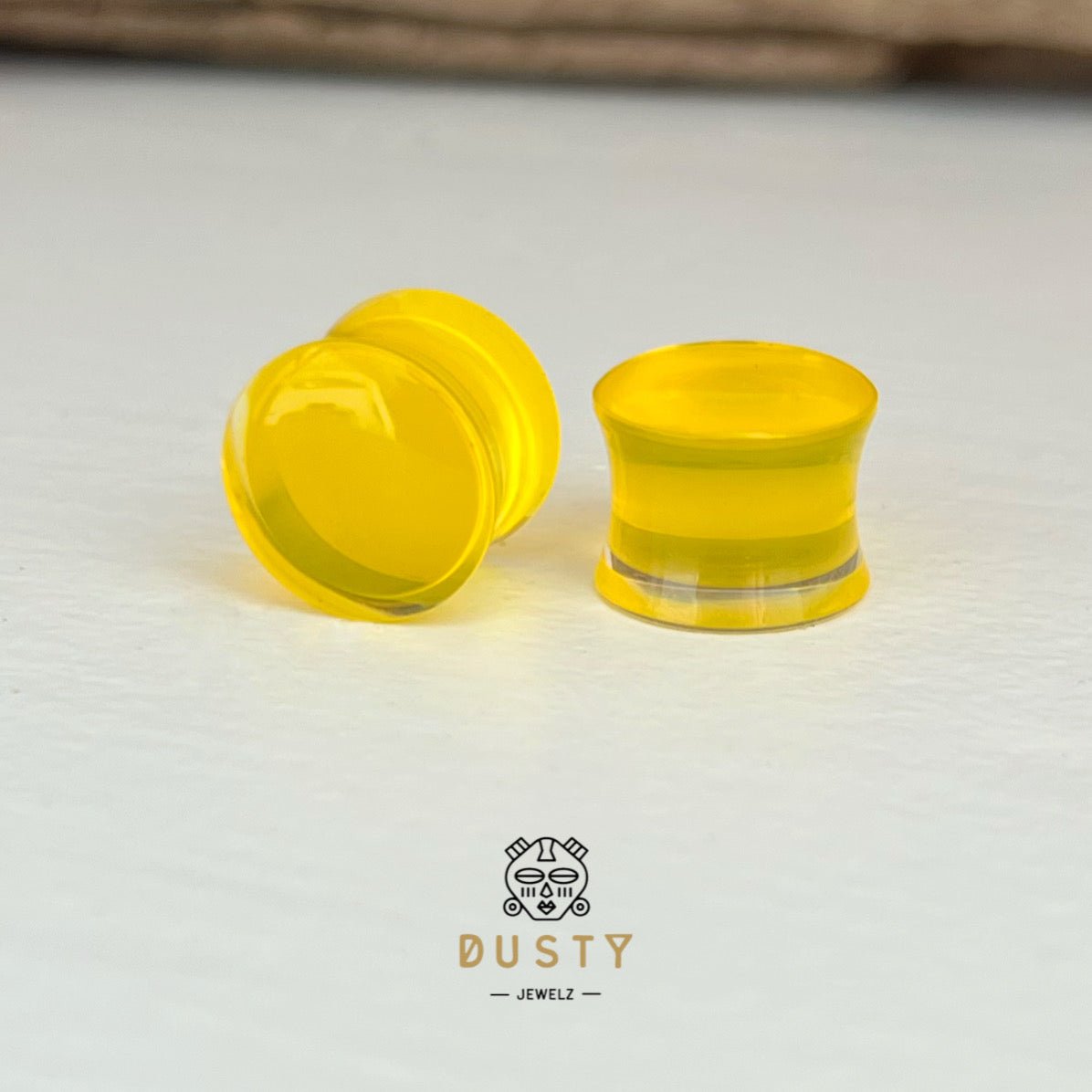 Yellow Acrylic Plugs | Double Flare | 0G - 30mm - DustyJewelz