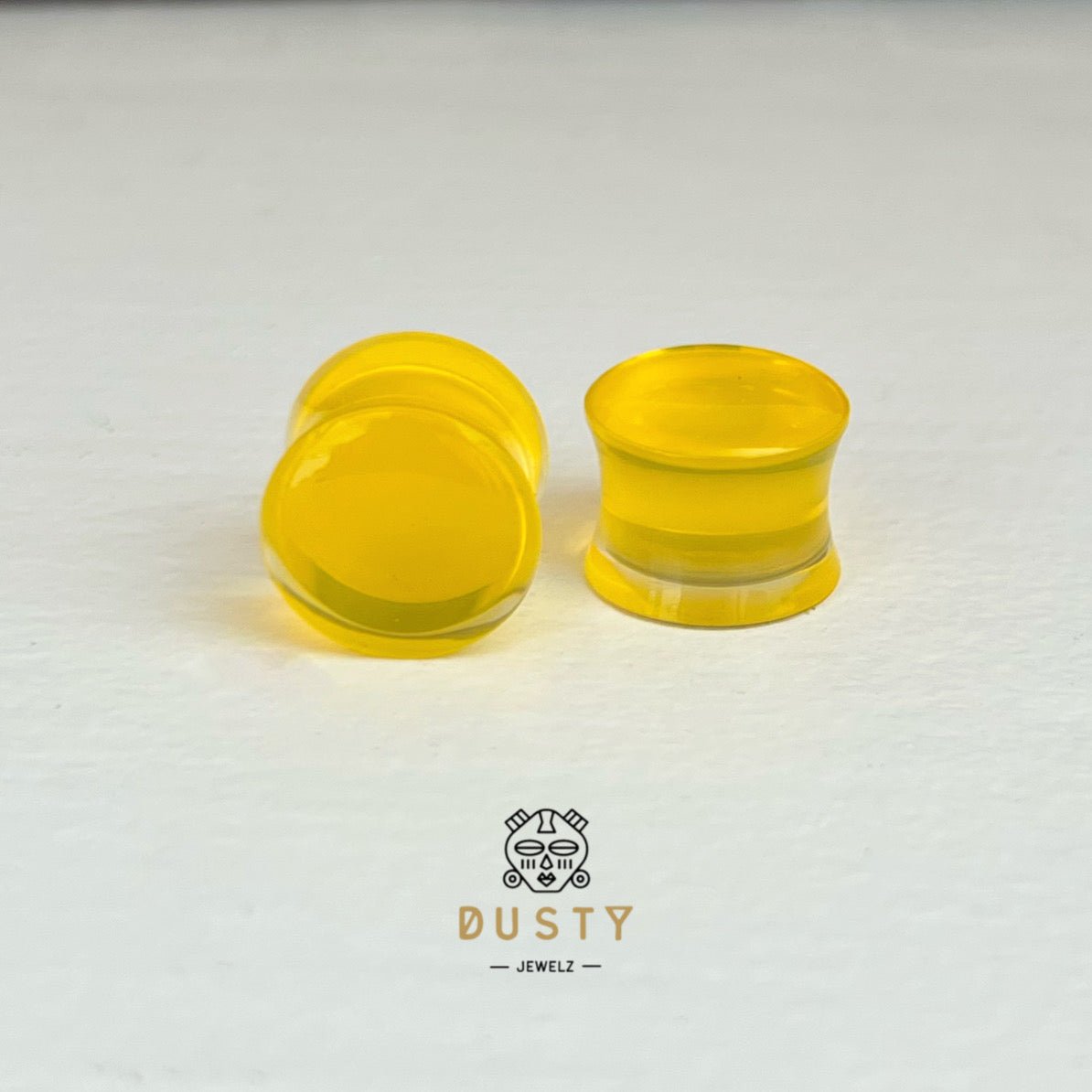 Yellow Acrylic Plugs | Double Flare | 0G - 30mm - DustyJewelz