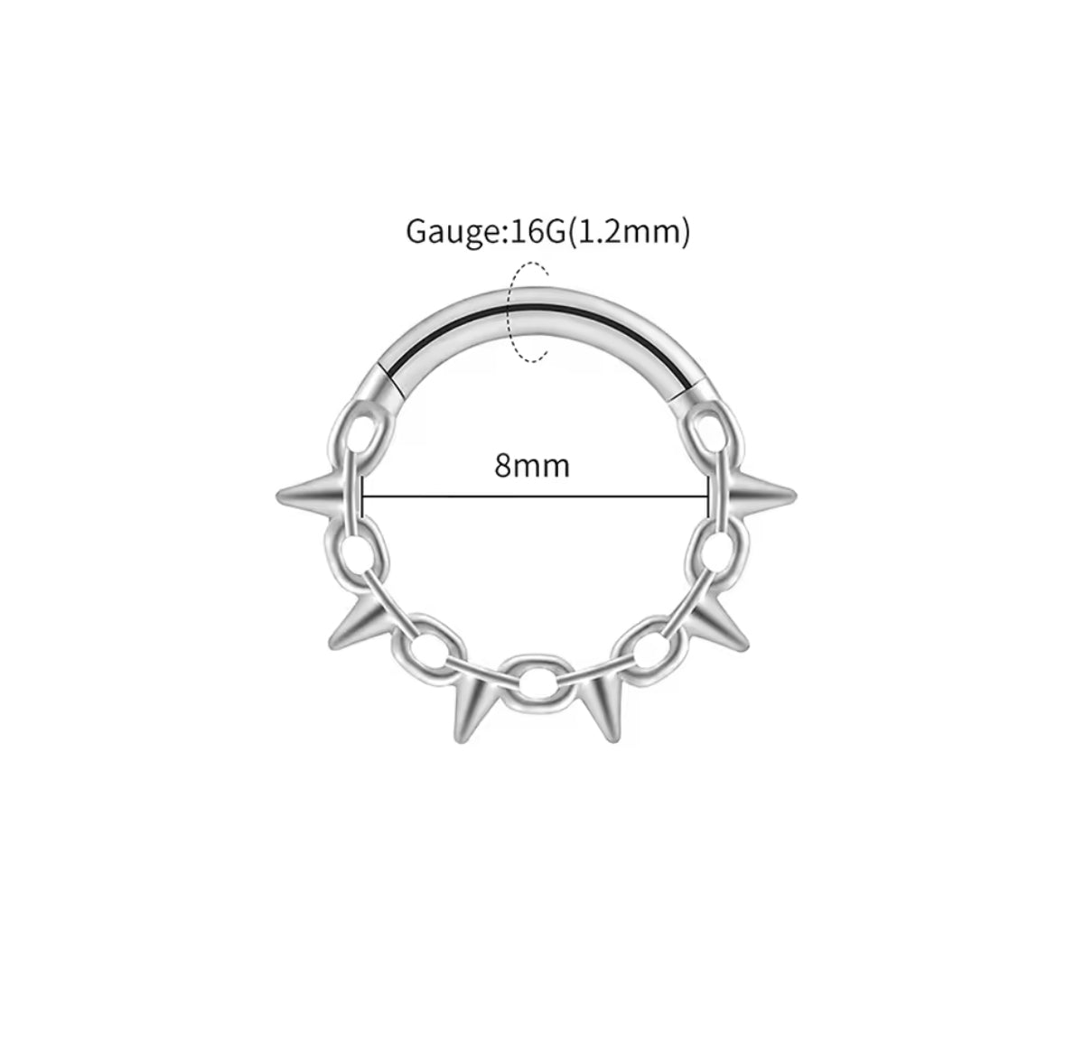 Spike Chain Hinged Septum Ring Clicker | G23