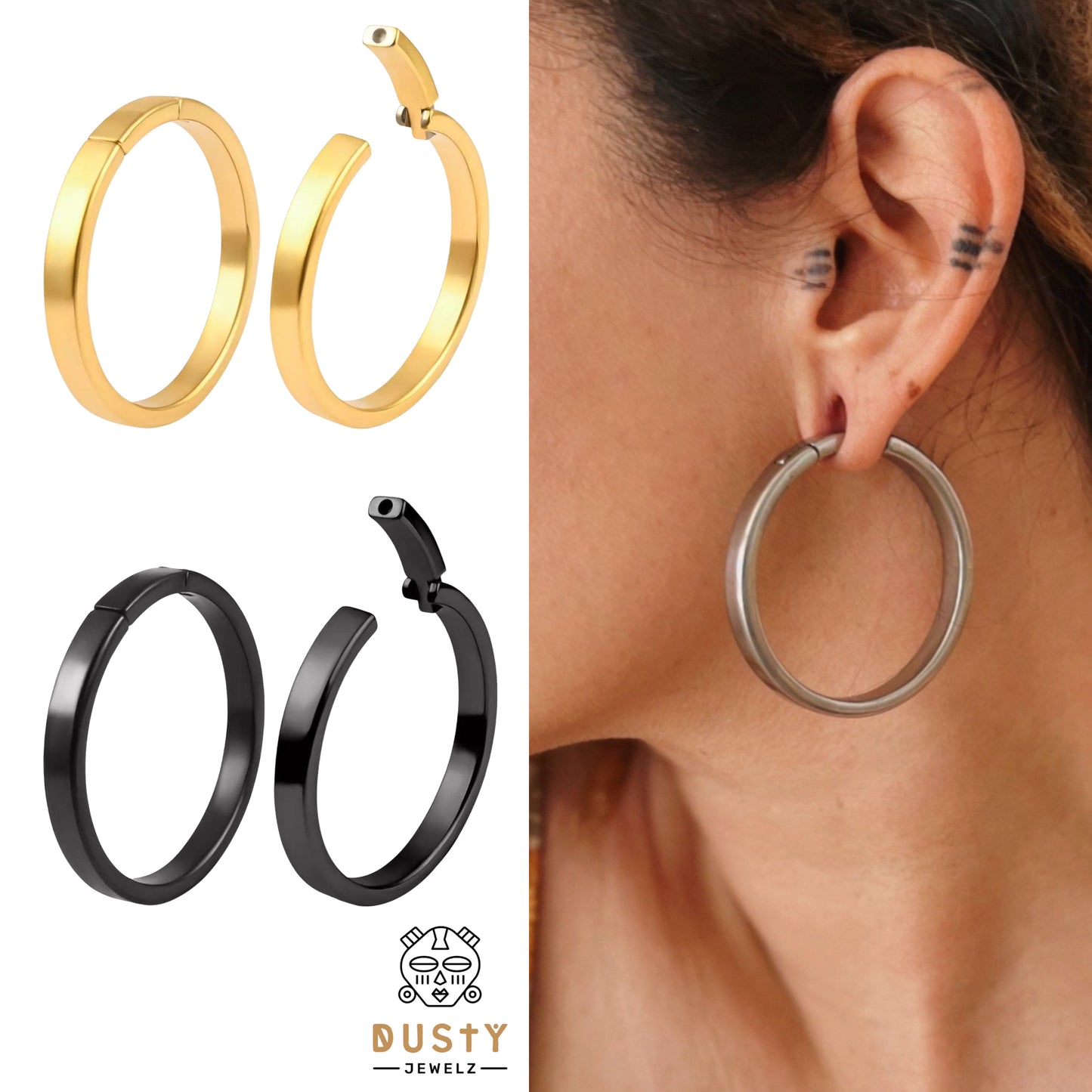 Flat Hoop Ear Weights | Magnetic Lobe Hangers