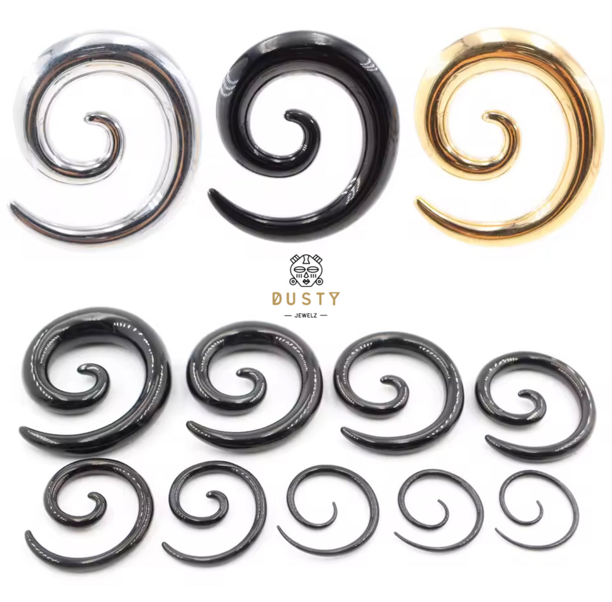 Spiral Taper Stretchers | Stainless Steel 14g-00g
