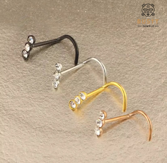 Triple Crystal Nose Stud