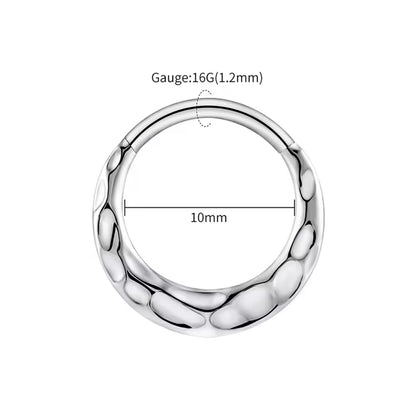 Hammered Hinged Septum Ring | Stainless Steel Clicker | Titanium