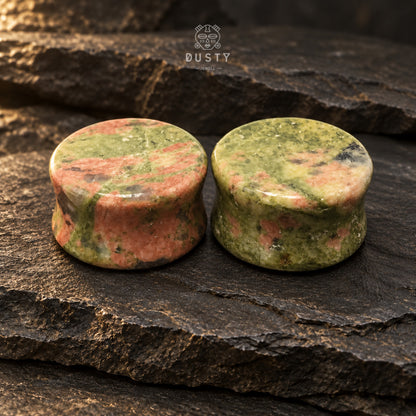Unakite Stone Double Flared Plugs | 6–16mm
