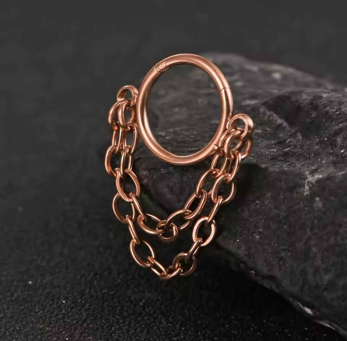 Triple Stacked Chain Septum Clicker Ring