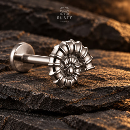 Nautilus Shell Titanium Threadless Flat Back Stud | Gold or Silver