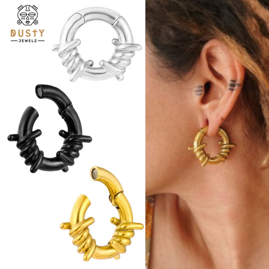 Barbed Wire Hoop Ear Weights | Lobe Hangers