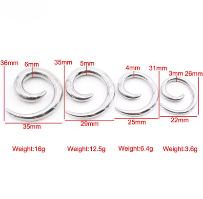 Spiral Taper Stretchers | Stainless Steel 14g-00g