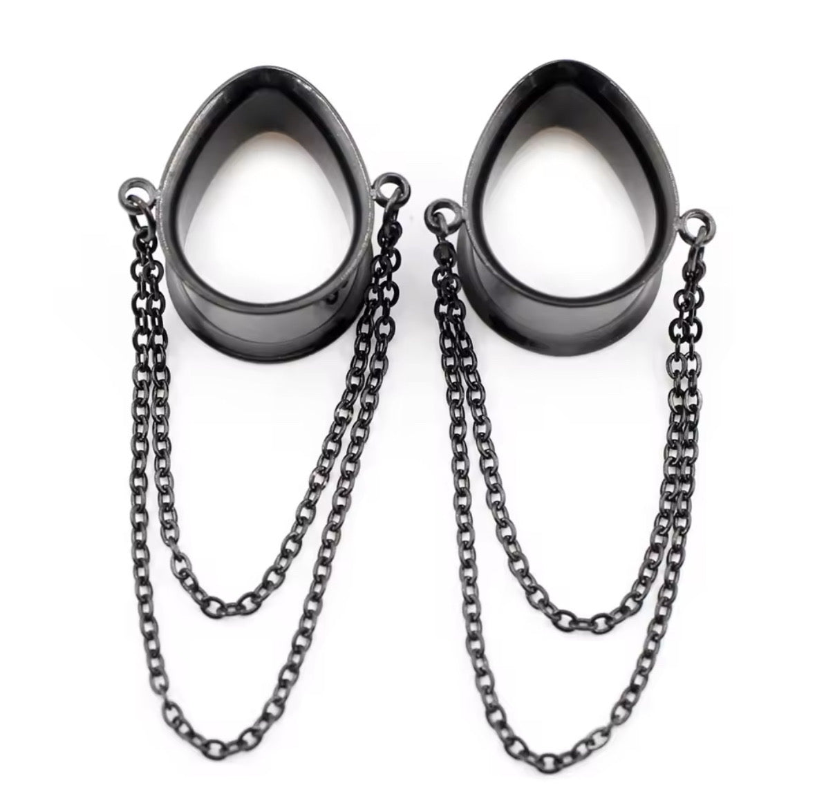 Teardrop Double Chain Tunnels | Dangle Plugs