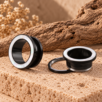 Iridescent Shell Stainless Steel Screw-Fit Plugs & Tunnels