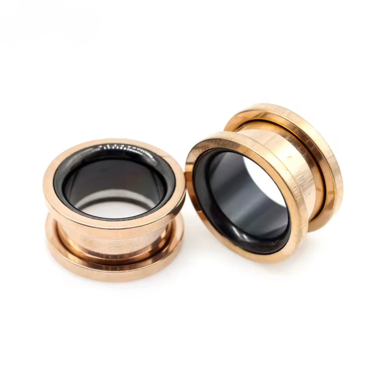 Two-Tone Stainless Steel Ear Tunnels | Screw-On Double Flare | 6–30mm | Pair