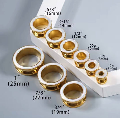 Iridescent Shell Stainless Steel Screw-Fit Plugs & Tunnels