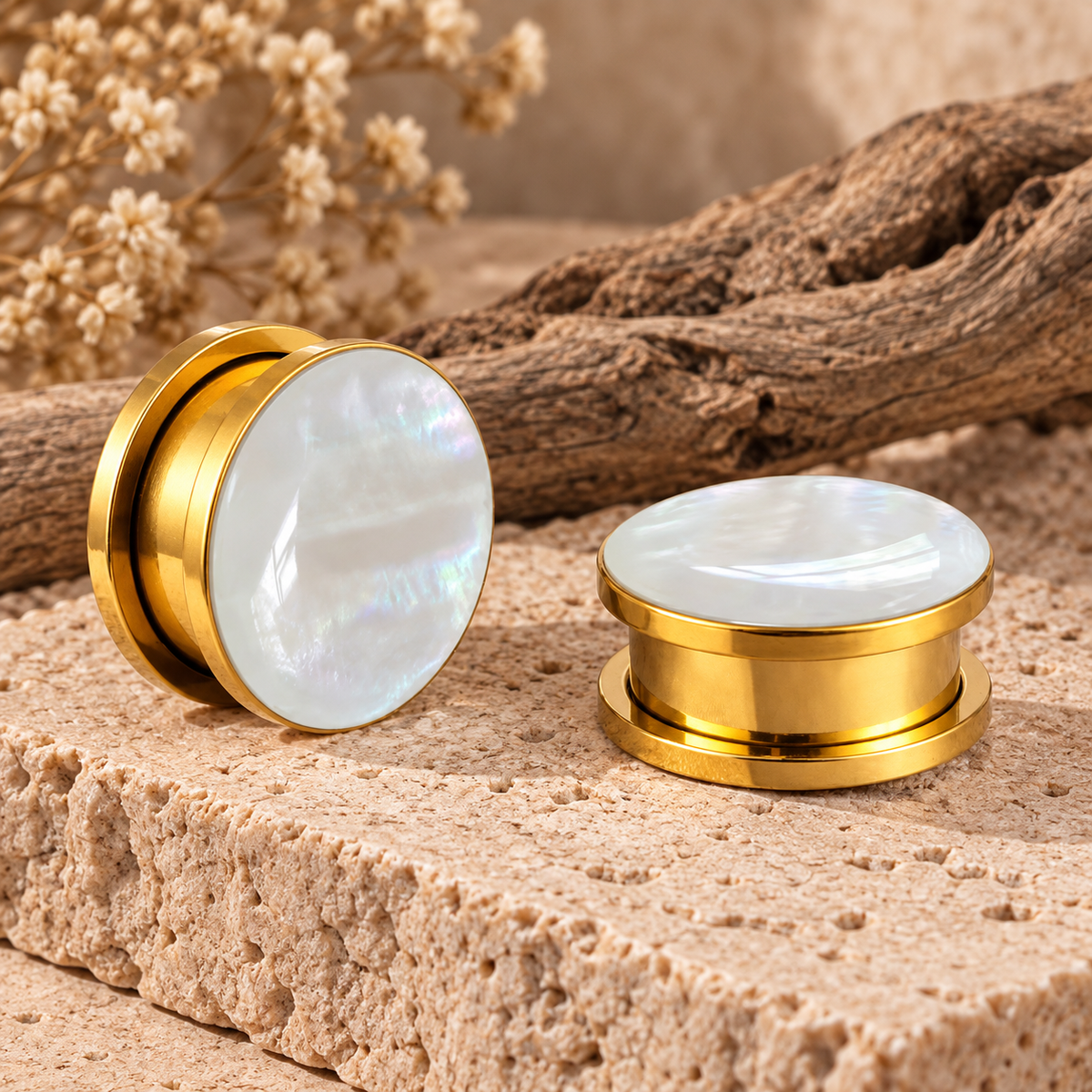 Iridescent Shell Stainless Steel Screw-Fit Plugs & Tunnels