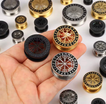 Norse Compass Rune Stainless Steel Plugs