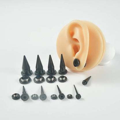 2 In 1 Taper & Tunnel Ear Stretching Set | Interchangeable Stainless Steel (6 Pieces) - DustyJewelz