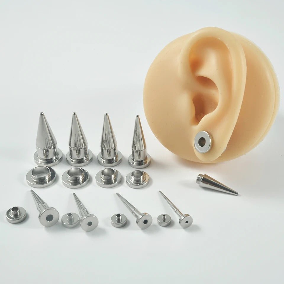 2 In 1 Taper & Tunnel Ear Stretching Set | Interchangeable Stainless Steel (6 Pieces) - DustyJewelz