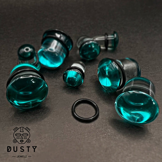 Turquoise Glass Single Flare Dead Stretching Plug | Half Sizes