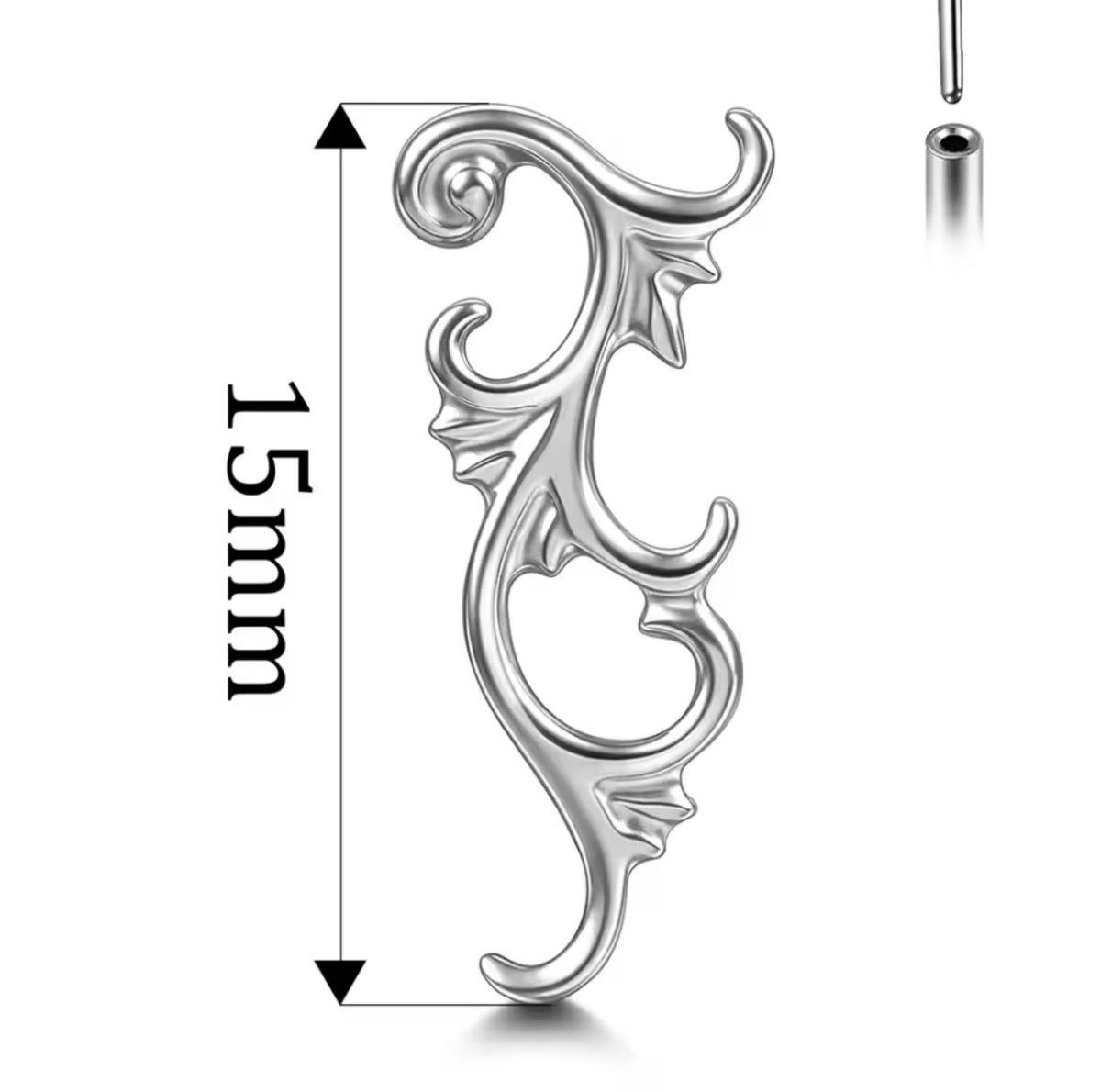 Baroque Vine Threadless Labret Stud | Titanium Gold or Silver