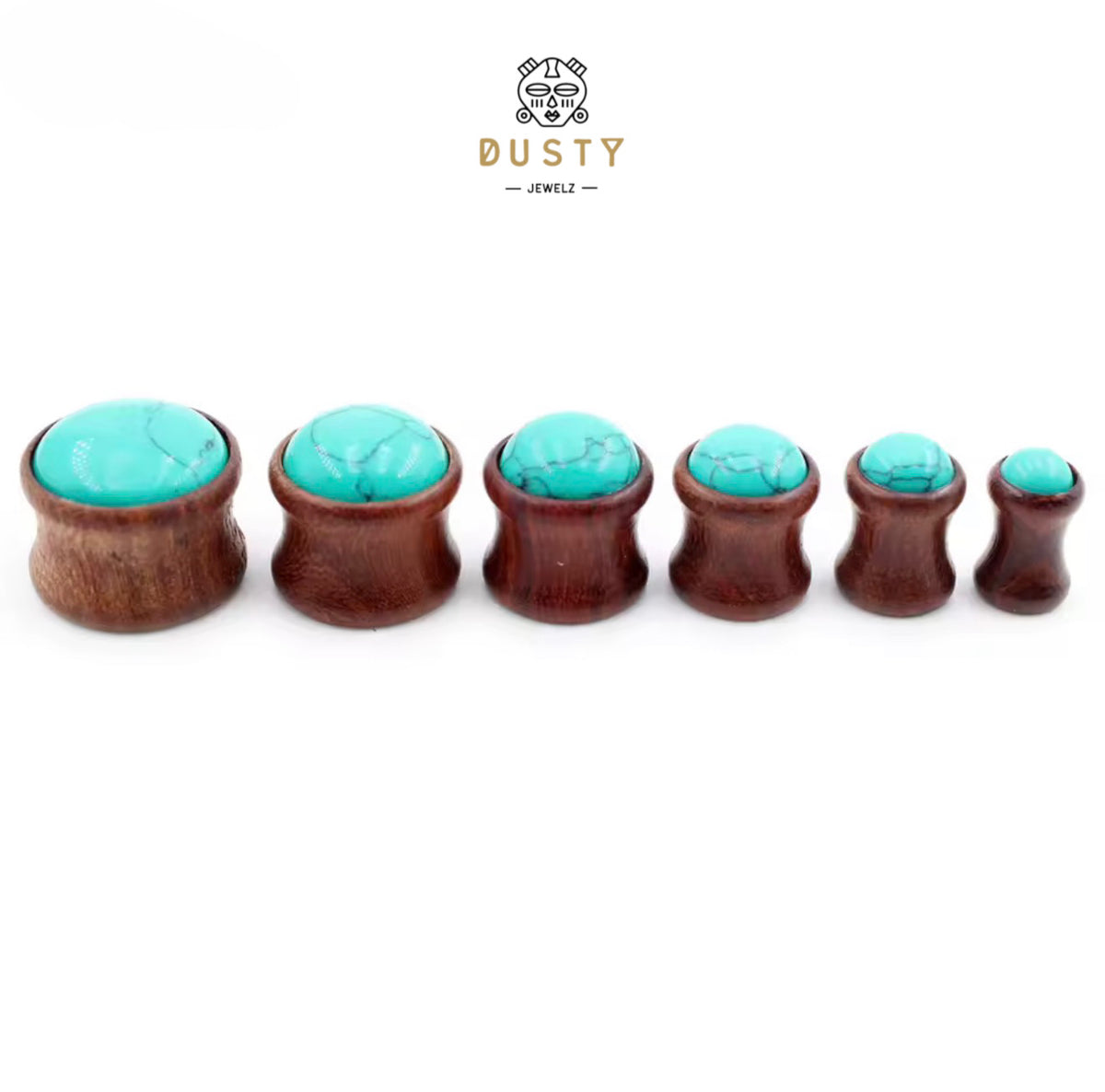Turquoise Howlite & Wood Double Flare Plugs | 6–16mm