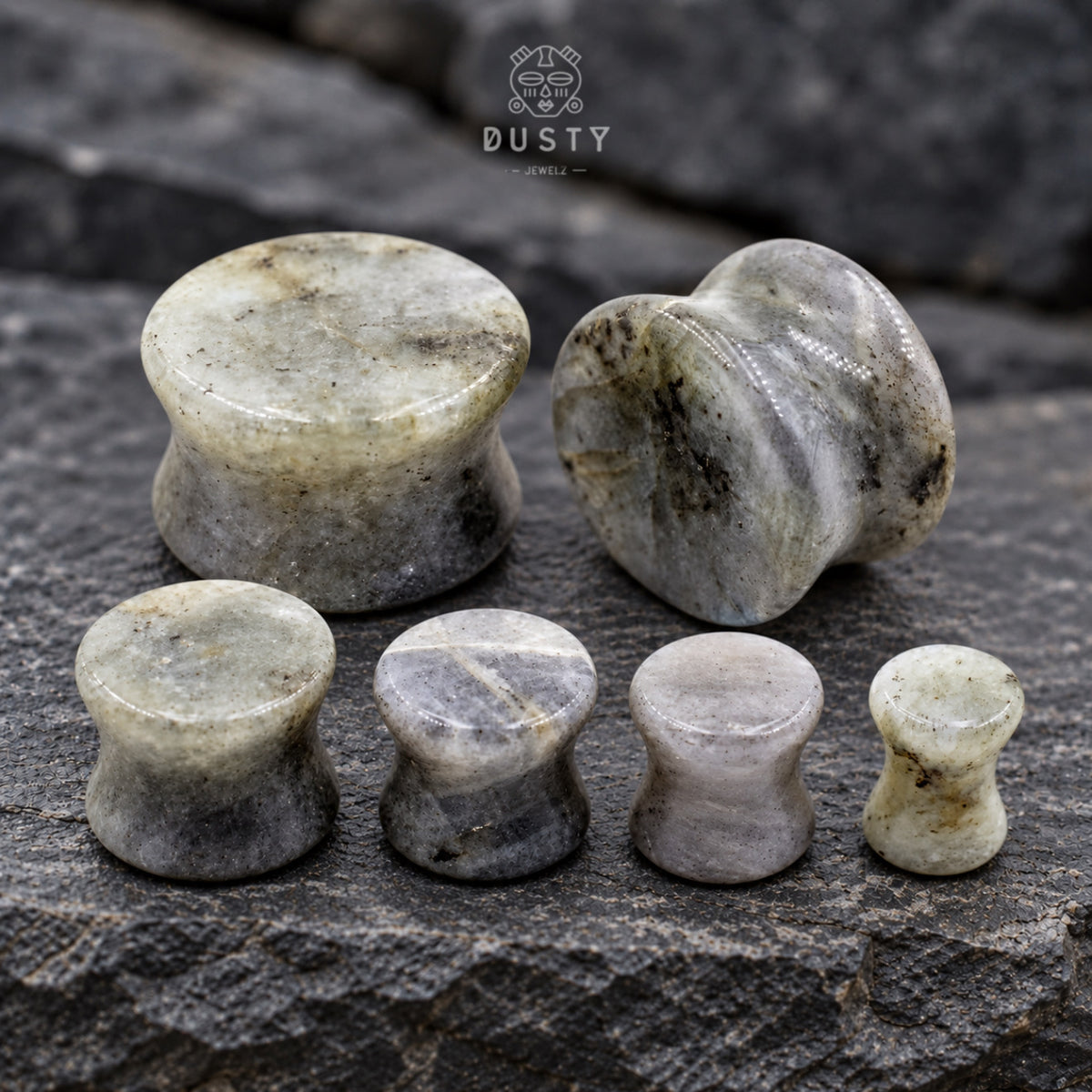 Spectrolite Stone Double Flared Plugs | 6–16mm
