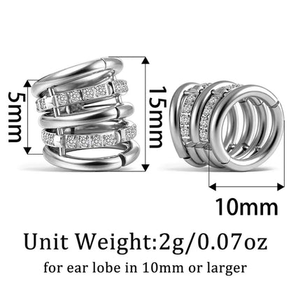CZ Ringed Lobe Cuff for Stretched Ears | Gold & Silver