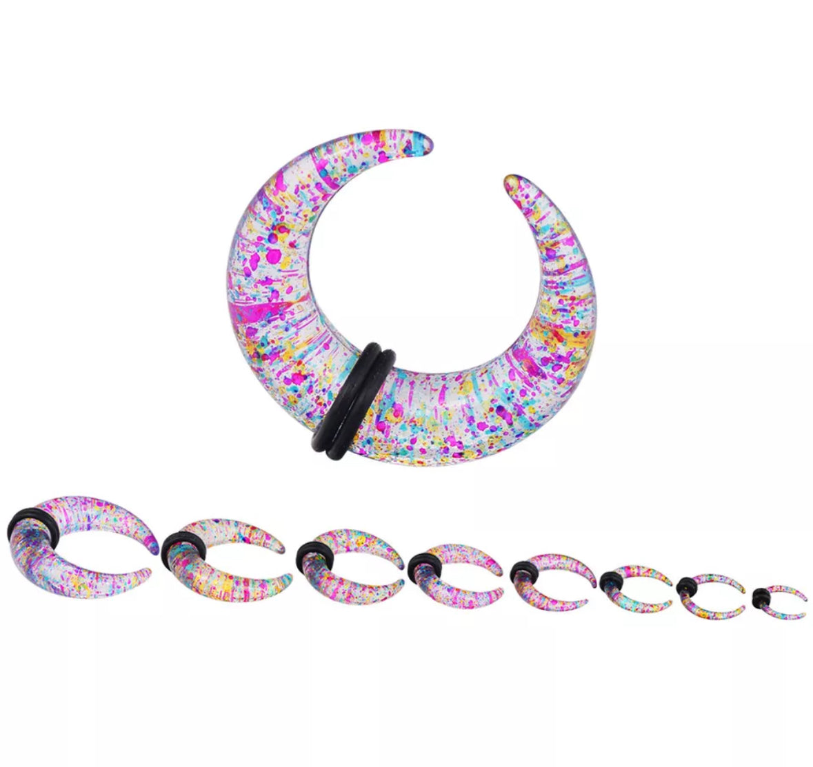 Glitter Bull Taper Septum Pincher | Acrylic Crescent Taper