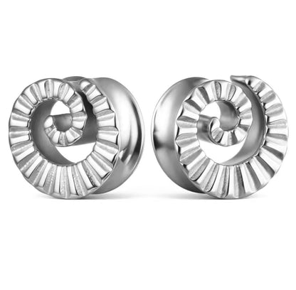 Reversible Carved Spiral Ear Plugs | 8–16 mm