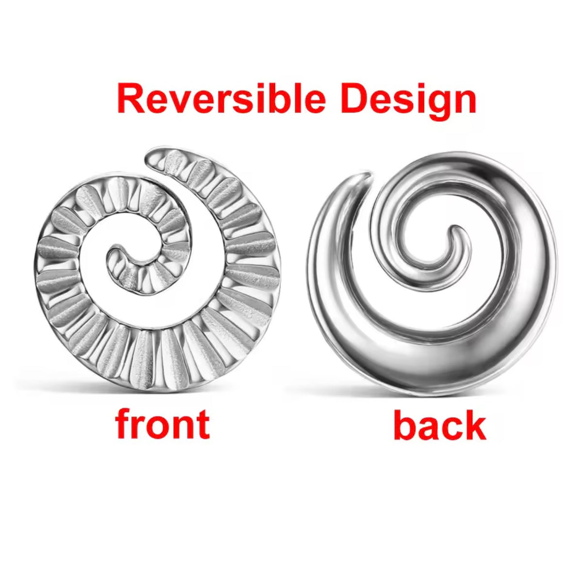 Reversible Carved Spiral Ear Plugs | 8–16 mm