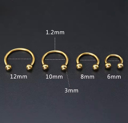 Horseshoe Septum Ring | Circular Barbell | Stainless Steel