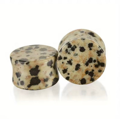 Dalmatian Jasper Double Flared Stone Plugs | 6–16 mm