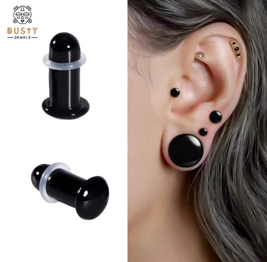 Black Glass Plugs | Single Flare
