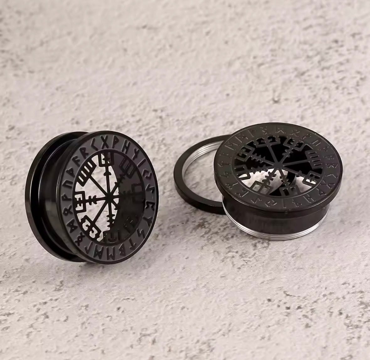 Norse Compass Rune Stainless Steel Plugs