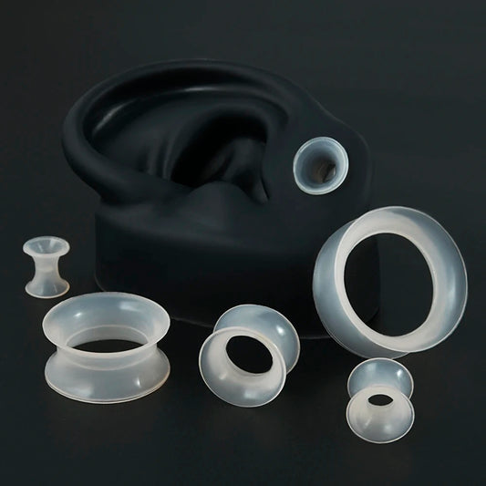 Transparent Silicone Ear Skins | Double Flare | Thin Flexible Tunnels