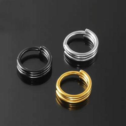 Triple Stacked Septum Ring| Hinged Layered Clicker