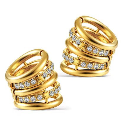 CZ Ringed Lobe Cuff for Stretched Ears | Gold & Silver