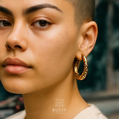 Carved Hoops Ear Weights | Vintage Hoop Hangers