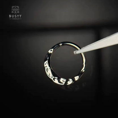 Hammered Hinged Septum Ring | Stainless Steel Clicker | Titanium