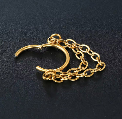 Triple Stacked Chain Septum Clicker Ring