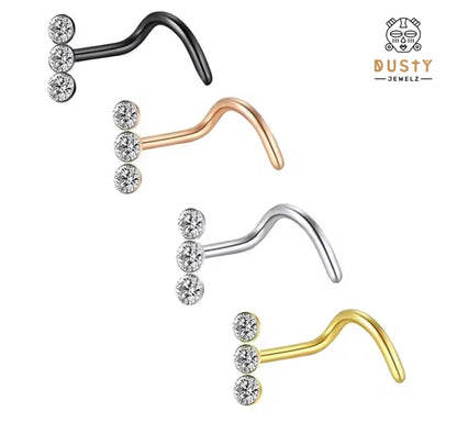 Triple Crystal Nose Stud