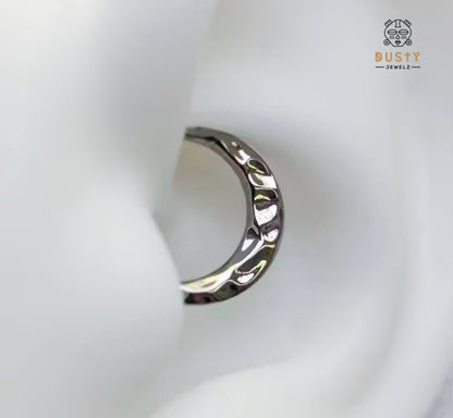 Hammered Hinged Septum Ring | Stainless Steel Clicker | Titanium