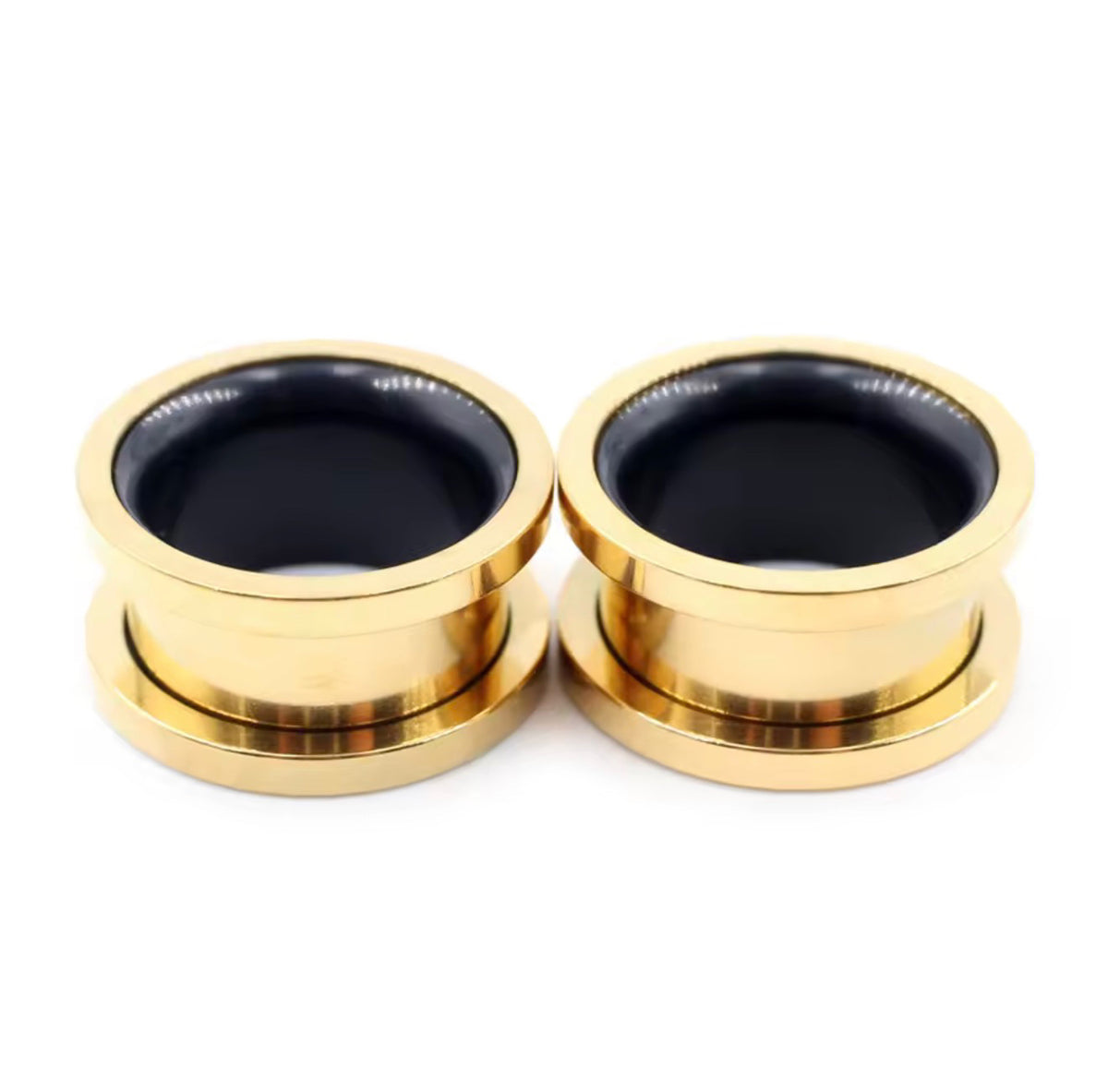 Two-Tone Stainless Steel Ear Tunnels | Screw-On Double Flare | 6–30mm | Pair