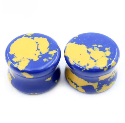 Colourful Marbled Stone Saddle Plugs | 6–20mm
