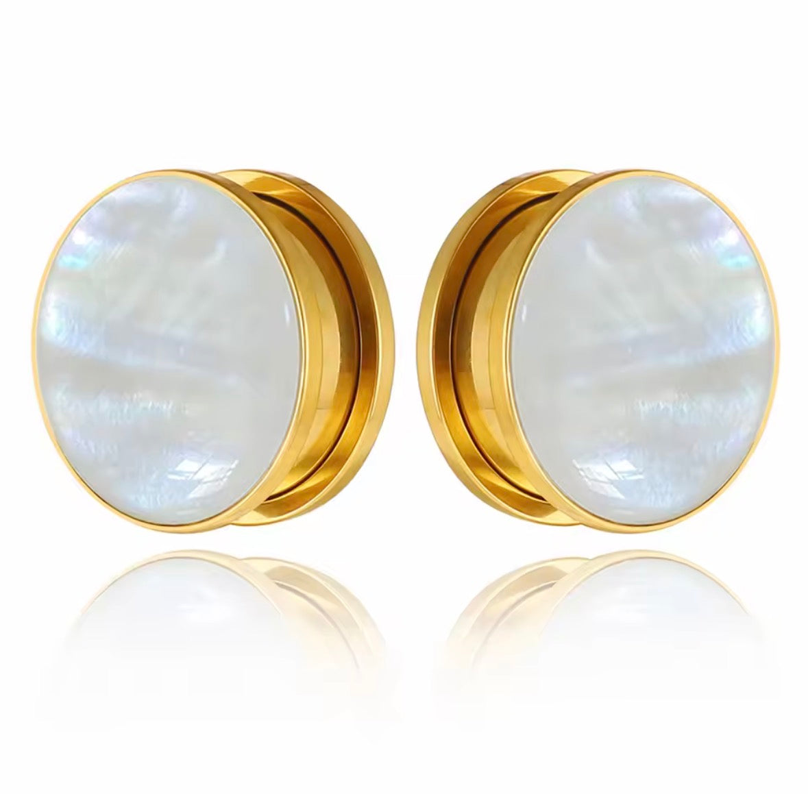 Iridescent Shell Stainless Steel Screw-Fit Plugs & Tunnels